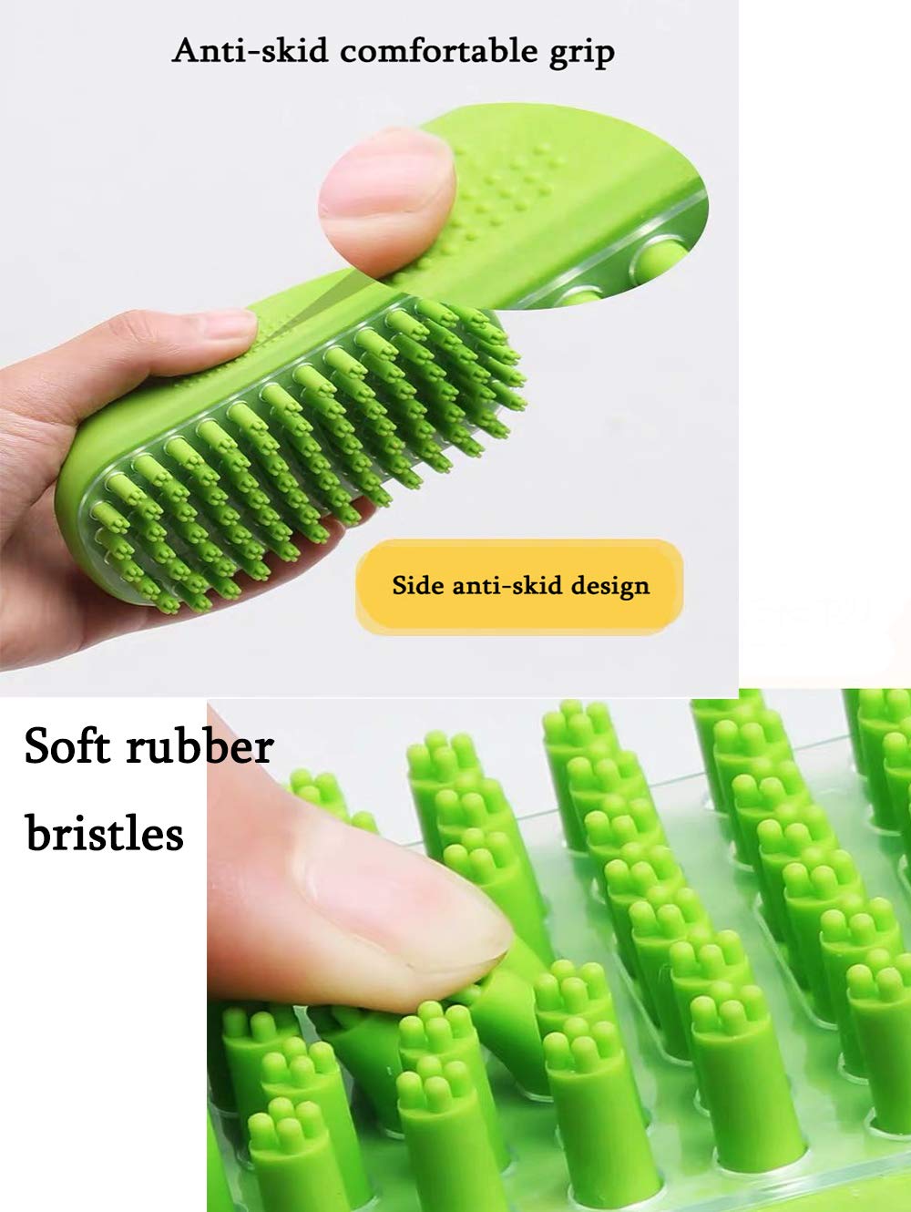 Cepillo for mascotas for el cuidado de goma suave removedor de pelo de gato baño for perros cepillo for derramar pelo con pantalla de captura de piel cepillo de masaje peine de aseo for mascotas verde