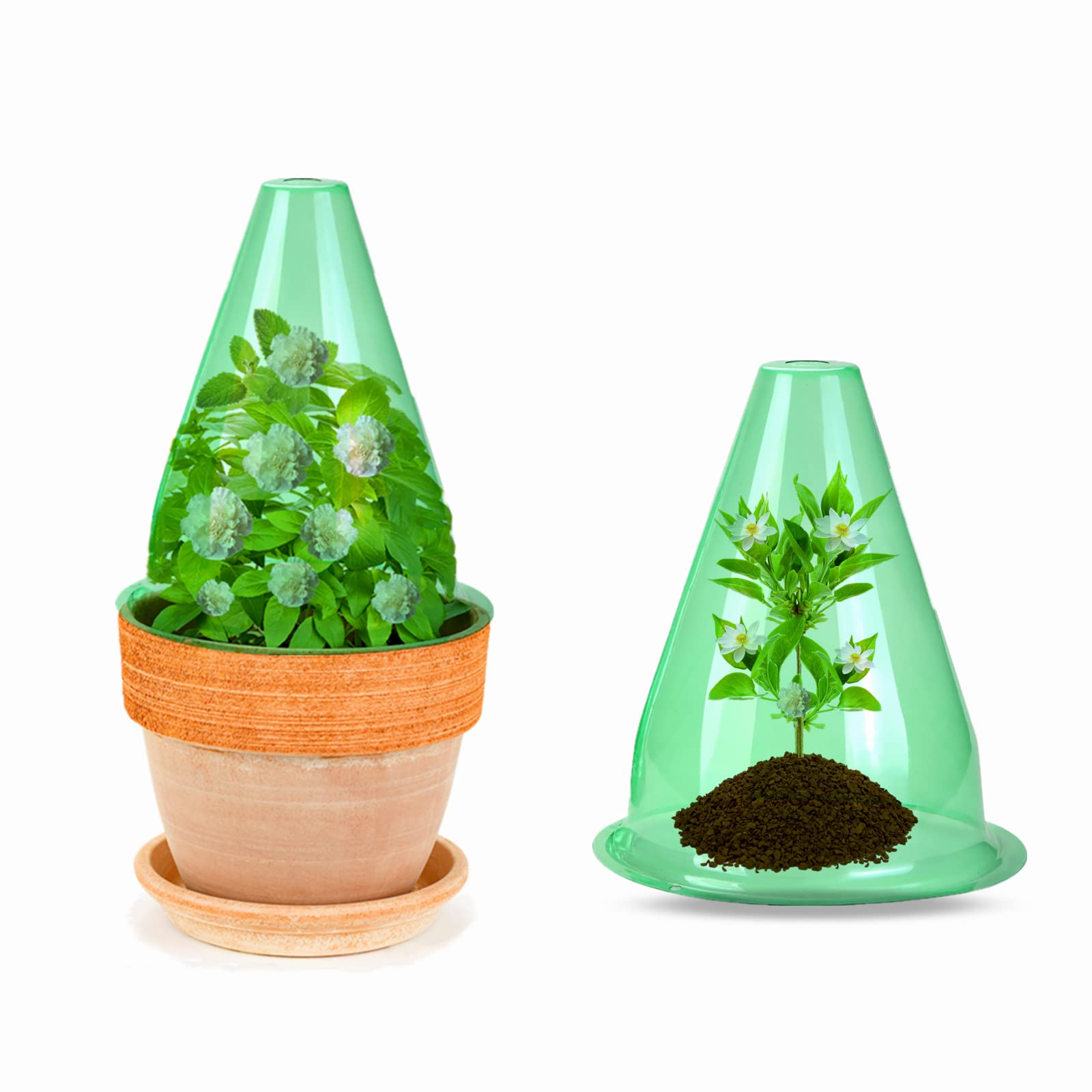 【24 Piezas】 Sombrero para Plantas, Conos para Plantas, Cuello de Caracol, Cubierta para Planta de Ensalada para Proteger Contra Pájaros, Caracoles, Heladas o Climatología, Diámetro de 20cm (24 Piezas)
