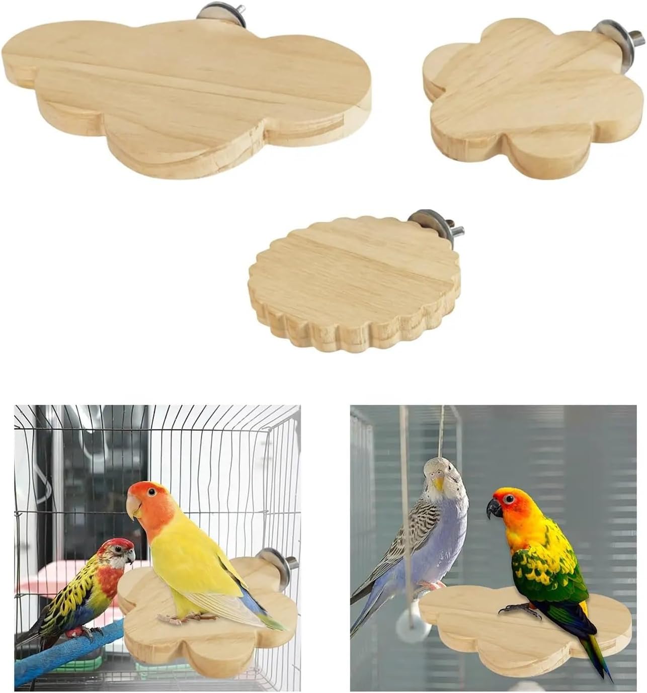 10 Pcs Bird Perch Stand Rack Wood Parrot Platform Board Toy Cage Corner Shelf Branch Toys Hang(ColorB)