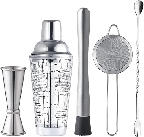 Kit de camarero de cóctel, agitador de cóctel, vidrio de cóctel transparente, juego de mezclador kit de camarero