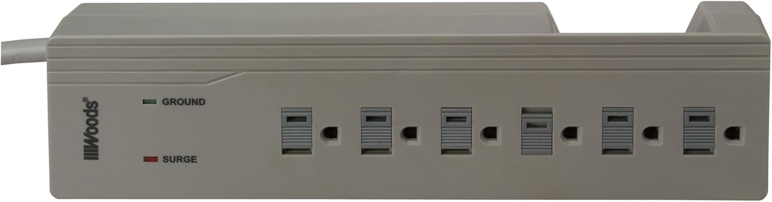 Woods 041453 6-Outlet Home/Office Surge Protector with 4-Foot Cord, 1000 Joules of Protection