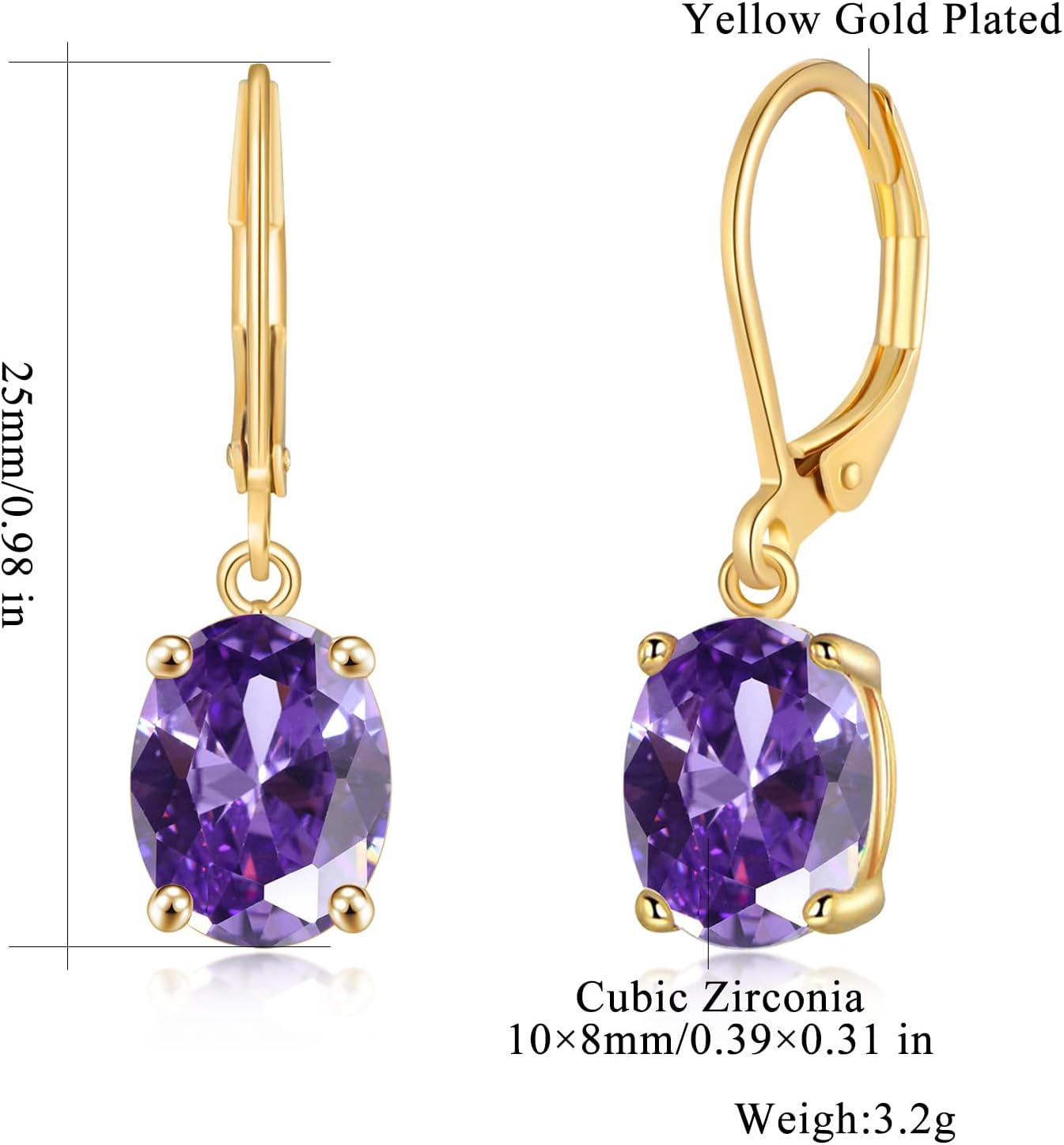 CiNily Cut-Oval Leverback Dangle Earrings for Women Hypoallergenic 14k White/Gold Plated Cubic Zircon Hanging Lever Earrings Lightweight Summer Drop Earrings Wedding Birthday Gifts Jewelry - Image 3