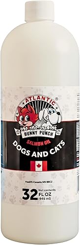 Bunny Punch - Aceite de salmón puro del Atlántico para perros y gatos, decoración líquida para alimentos, 32 onzas