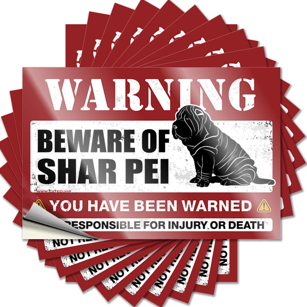Car Stickers for Men Beware of Shar Pei Funny Sticker 10 Pcs Inappropriate Stickers Funny Car Decals(6X9CM)