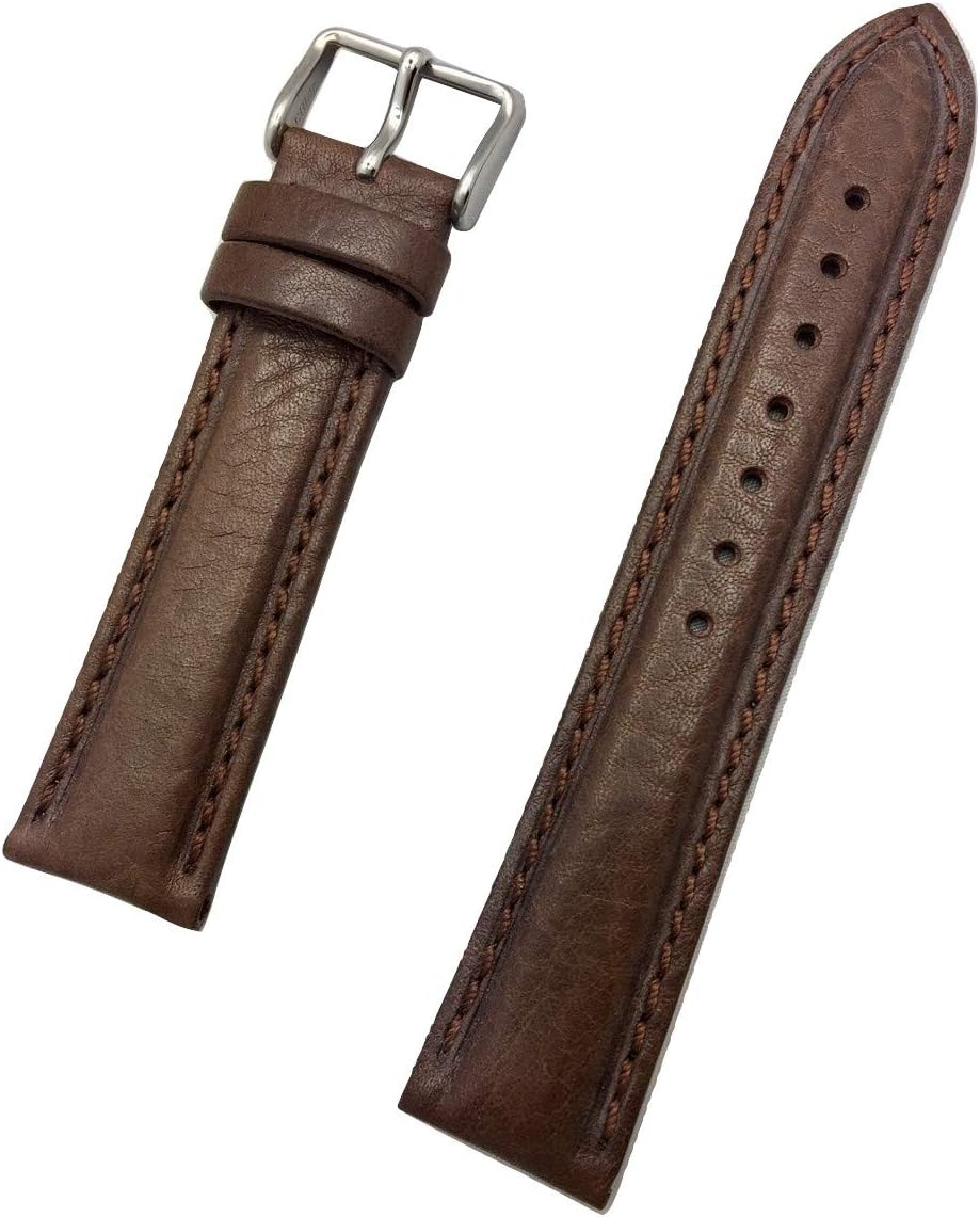 NewLife 20mm Brown Genuine Leather Watchband | Stylish, Center Padded Replacement Watchstrap that brings to Any Watch (Mens Standard Length)