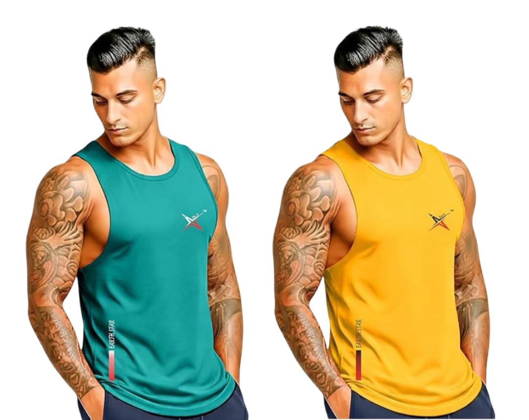 earth star Men's Cotton Tank Top, Sleeveless Gym Vest | Vest for Man Graphic Logo Print Design for Workout, Casual Wear Vests for Boys-picture-16