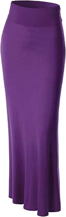 Made By Johnny Womens Solid Basic Lightweight Floor Length Flare Long Maxi Lounge Skirt S3XL