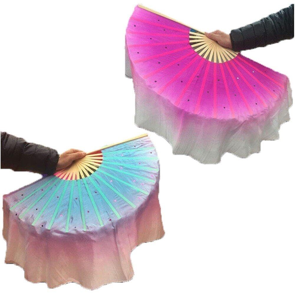 Danse du ventre voile en soie et éventail de danse orientale en bambou cercle rond extra long