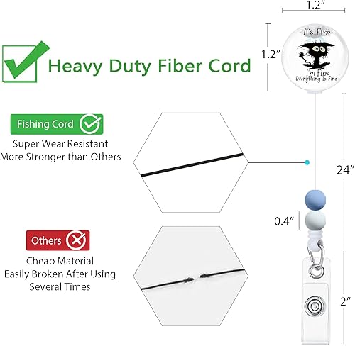 Vista 191 de Immaturus Carrete retráctil con cuentas, lindo y divertido soporte para tarjetas de identificación retráctiles, clips de insignia, llavero para Nave