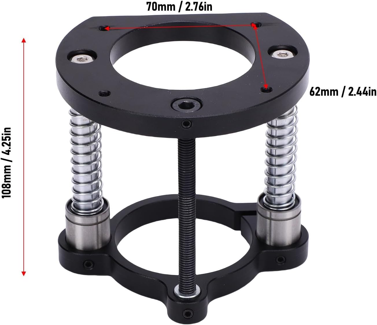 Luocute Router Base for 64mm to 66mm Diameter Machine, Woodworking Router Table Lifting System Base with 2 Jaw Clamping, Hand Crank Lift Tool for Small Trimming Machine Slotting