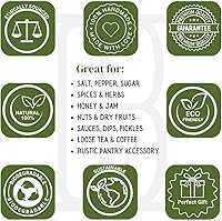 Vista 7 de Azucarero decorativo de madera y cuchara con tapa, boca ancha, tarro de dulces para especias, condimentos, frutos secos, recipiente para servir