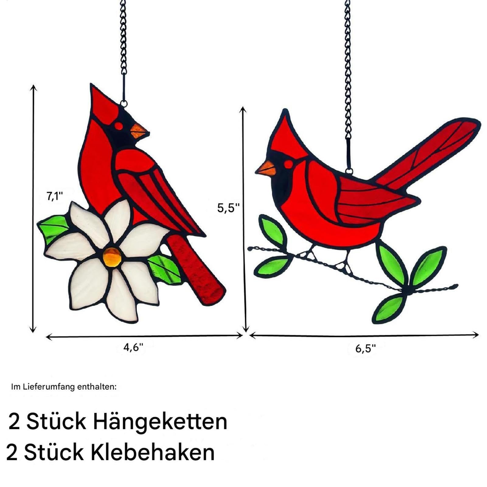 CHRDW Kolibri-Glas-Fensterdekoration – Bunter Lichtfänger, 18 Cm, Mit Kette Zum Aufhängen