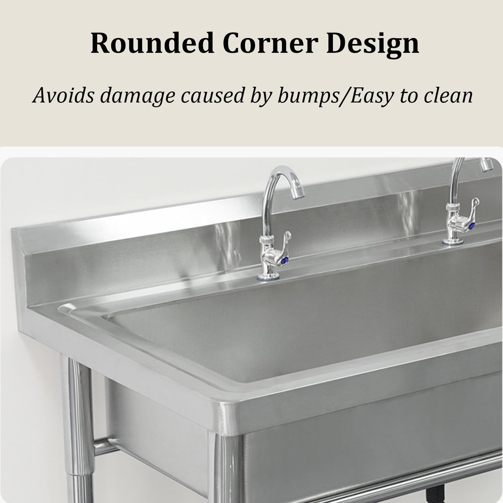 Heavy Duty Utility Sink 201 Wolnostojąca wanna do prania ze stali nierdzewnej, szerokokadruczna wielofunkcyjna stacja mycia zwierząt domowych do garażu na zewnątrz, trwała konstrukcja o niskim profilu