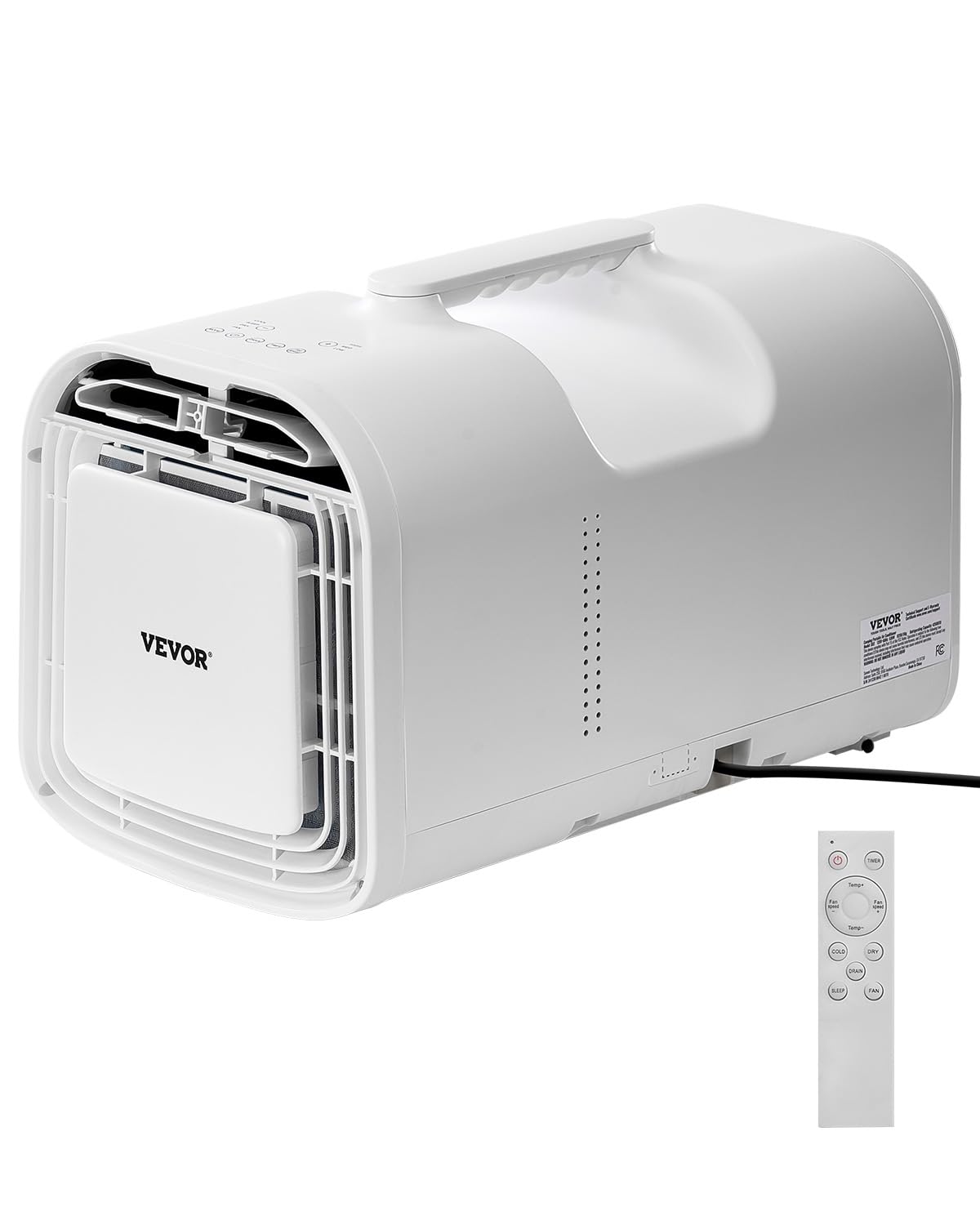 VEVOR Mobilny klimatyzator, 4250 BTU, 3-biegowy klimatyzator z 24-godzinnym timerem, zdalnie sterowana chłodnica, regulowana temperatura 16-32°C, na kemping na świeżym powietrzu, do kamperów lub