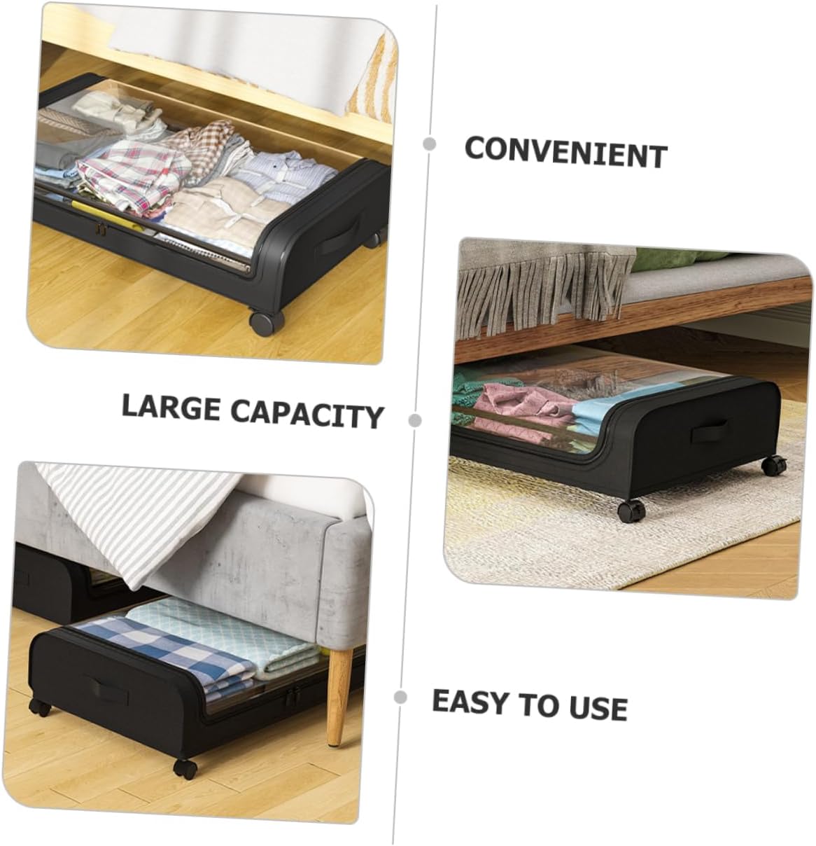 under Bed Storage Case Wheels Capacity Toy Box Organizer for Clothes and Blankets Non-woven and for Home Storage