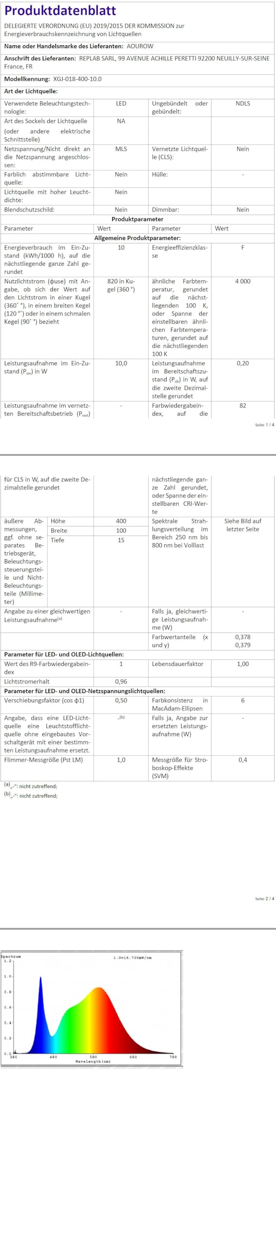 Aourow LED Spiegelleuchte Bad Spiegel Lampe 10W 820lm Neutralweiß 4000K,3 in 1 spiegellampe Badezimmer/Badleuchte/IP44 230V,Nickel-Chromstahl LED Schrankleuchte,400