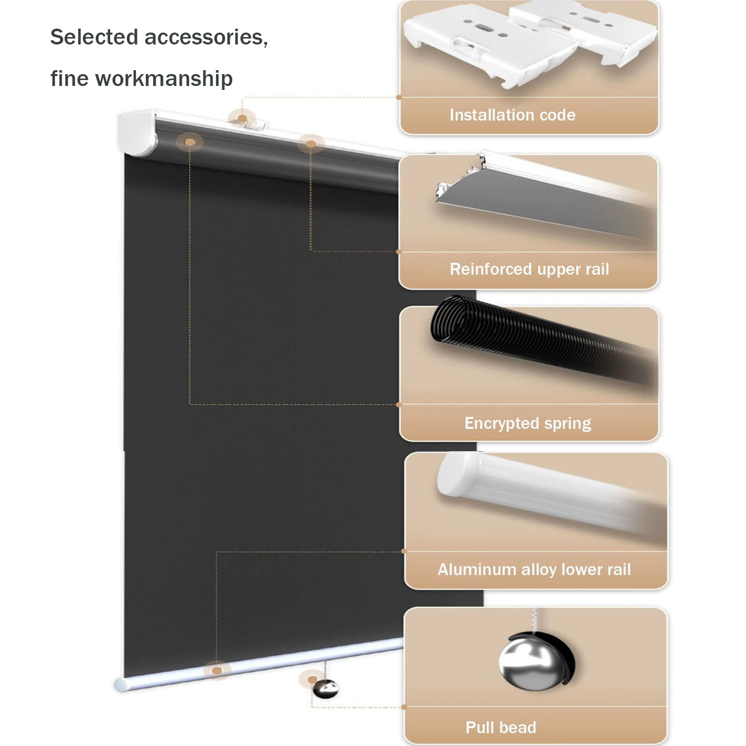 Tende a Rullo per Finestre,Tenda Automatica a Molla per Ufficio Soggiorno,Privacy,Isolamento,Tenda Avvolgibile Oscurante,Grigio Scuro,Personalizzate,Larghezza x Altezza (55cm x 160cm)