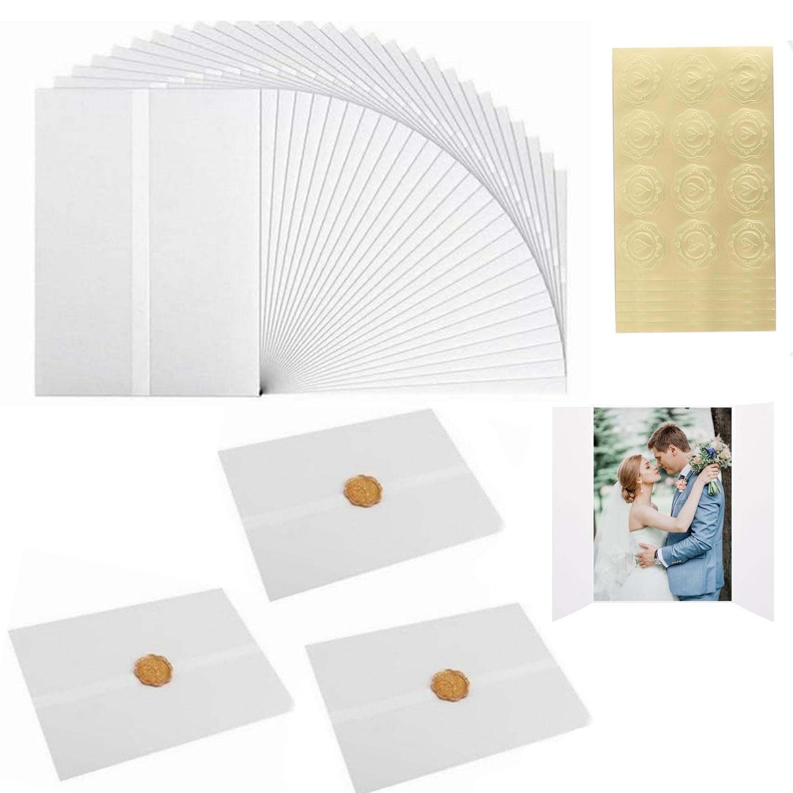GBACHOOSE 100 Stück 15,2 x 20,3 cm vorgefaltete, durchscheinende Pergamentpapier, A5, für Hochzeitseinladungen, Babypartys, Geburtstagspartys