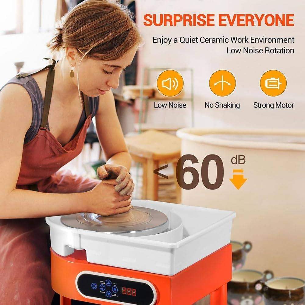Electric Pottery Wheel,Ceramic Forming Machine,Detachable Basin,LCD Touch Screen,Forward Reverse Rotation,for Beginners