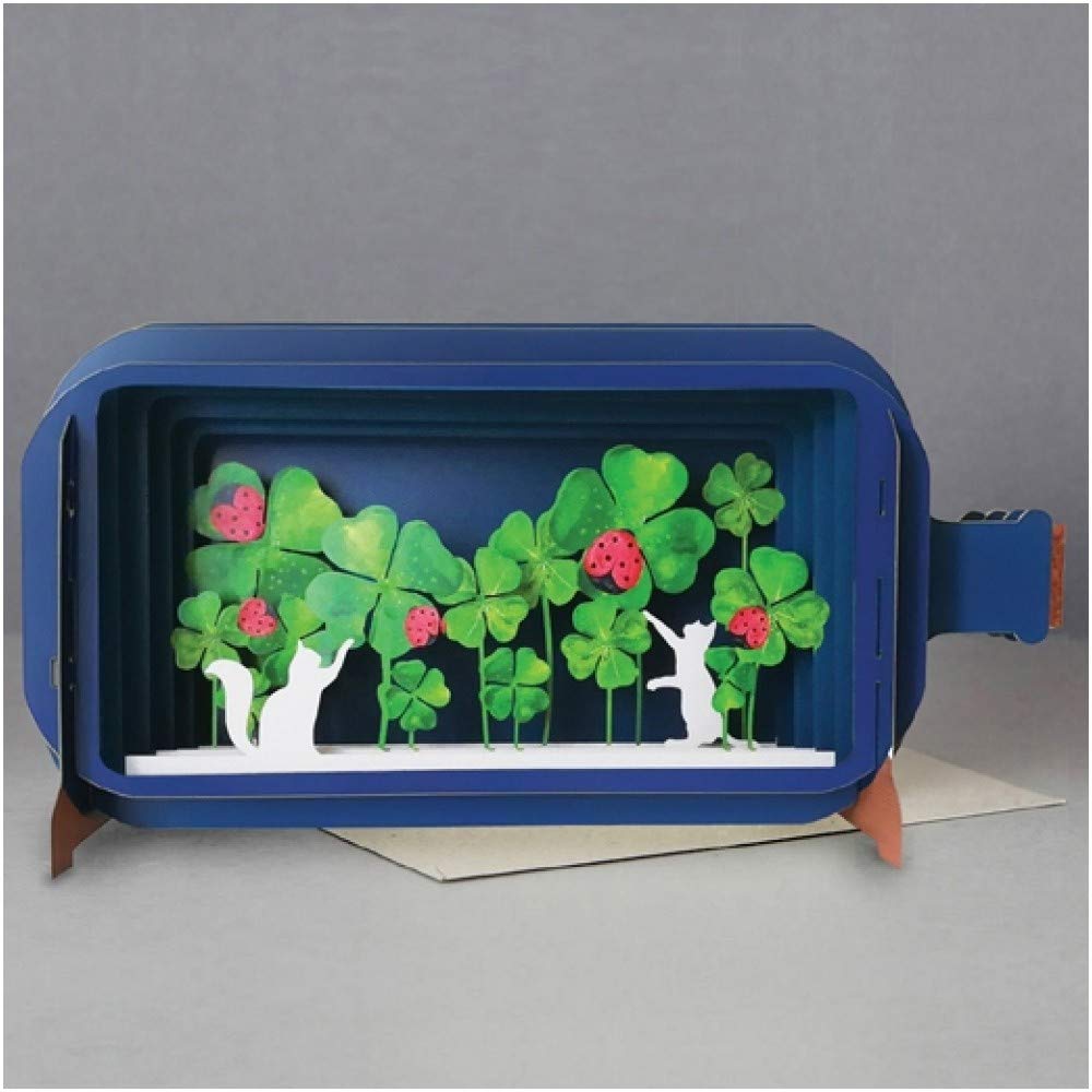 Alljoy Design Message in A Bottle 3D Pop Up Greeting Card - Lucky Cats & Ladybirds