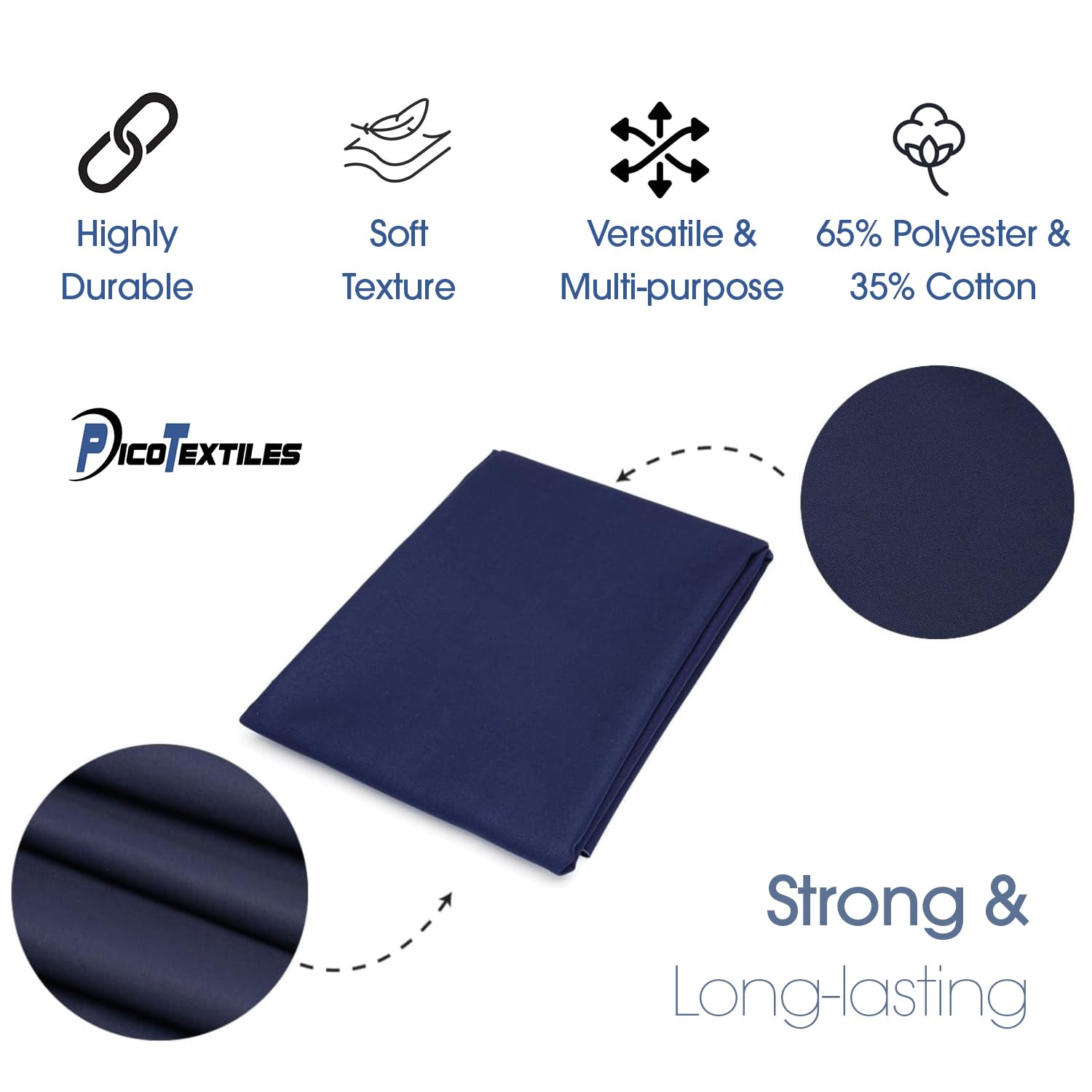 Amazon.com: Pico Textiles 1 Yard Bolt Navy Poly Cotton Twill