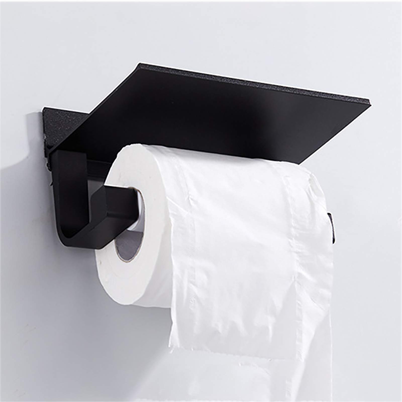 CMBSSTFC Portarotolo portarotolo per Carta igienica, perforatore Autoadesivo in Alluminio - portasciugamani a Parete per veline/Nero