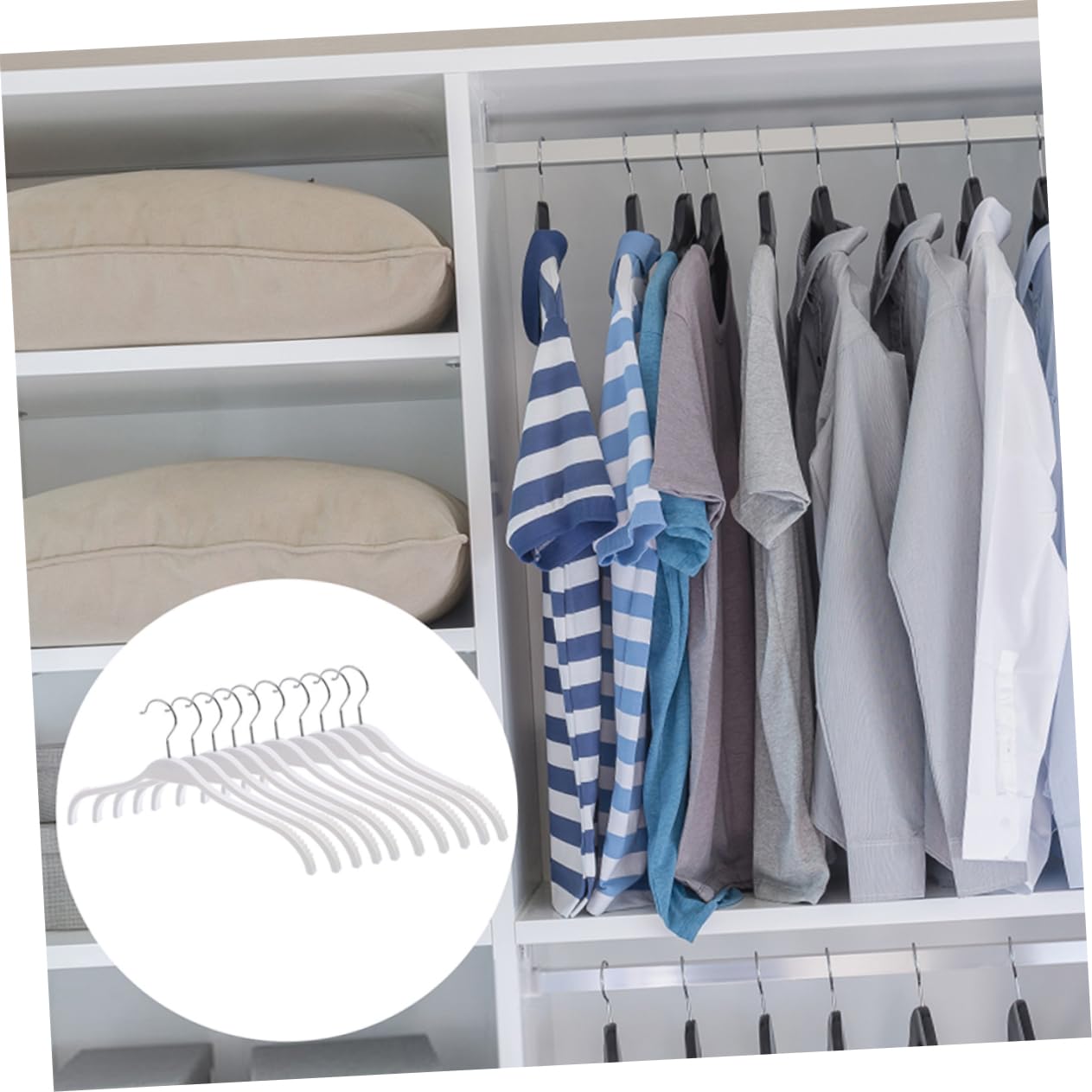 Hohopeti Grucce per Vestiti senza Segni in Abs e Acciaio Inox, Bianche, 12 Pezzi, Design Ergonomico Salvaspazio per Armadio