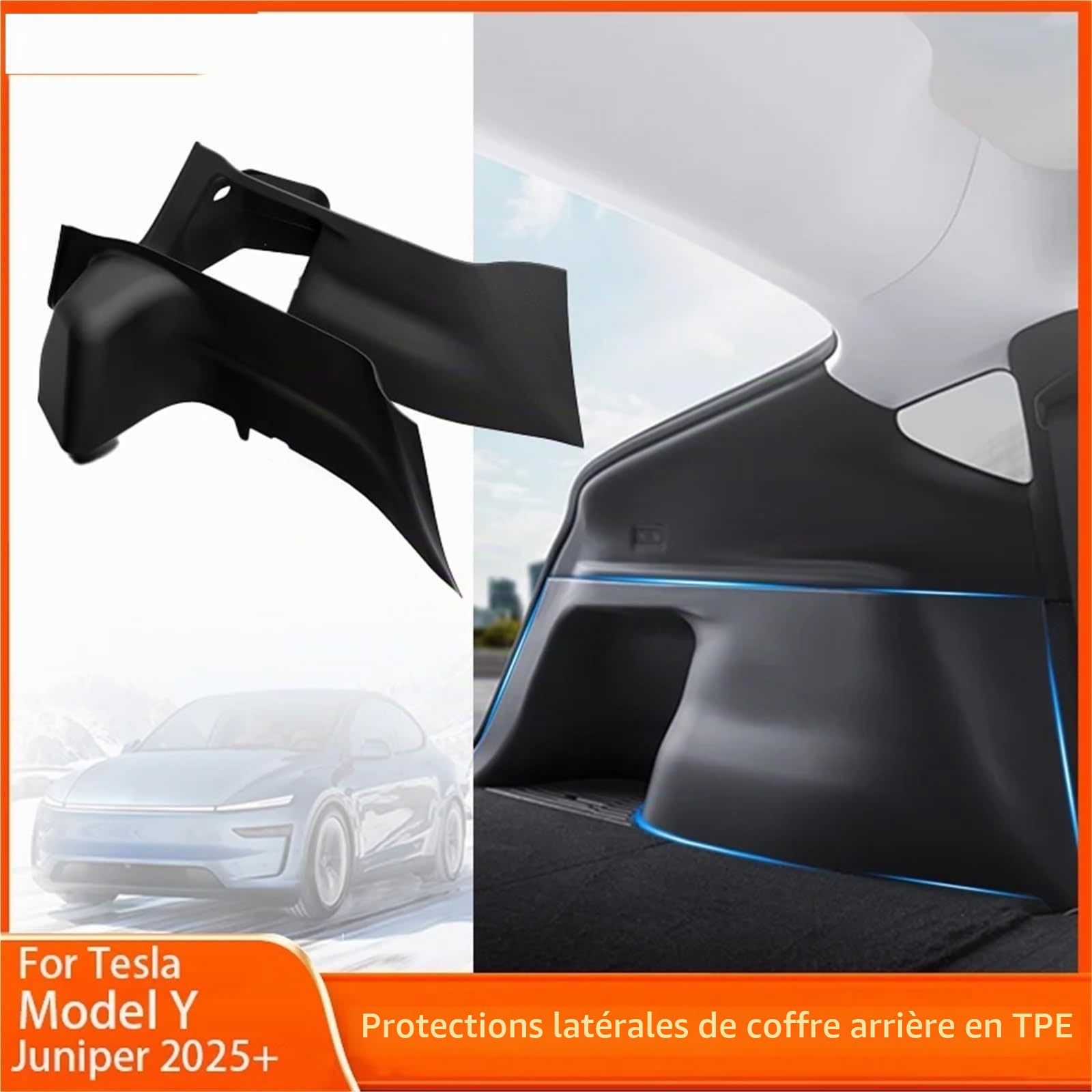 Protection de Coffre Voiture Protections latérales de Coffre arrière pour Tesla Model Y Juniper 2025, Protection des Coins en TPE
