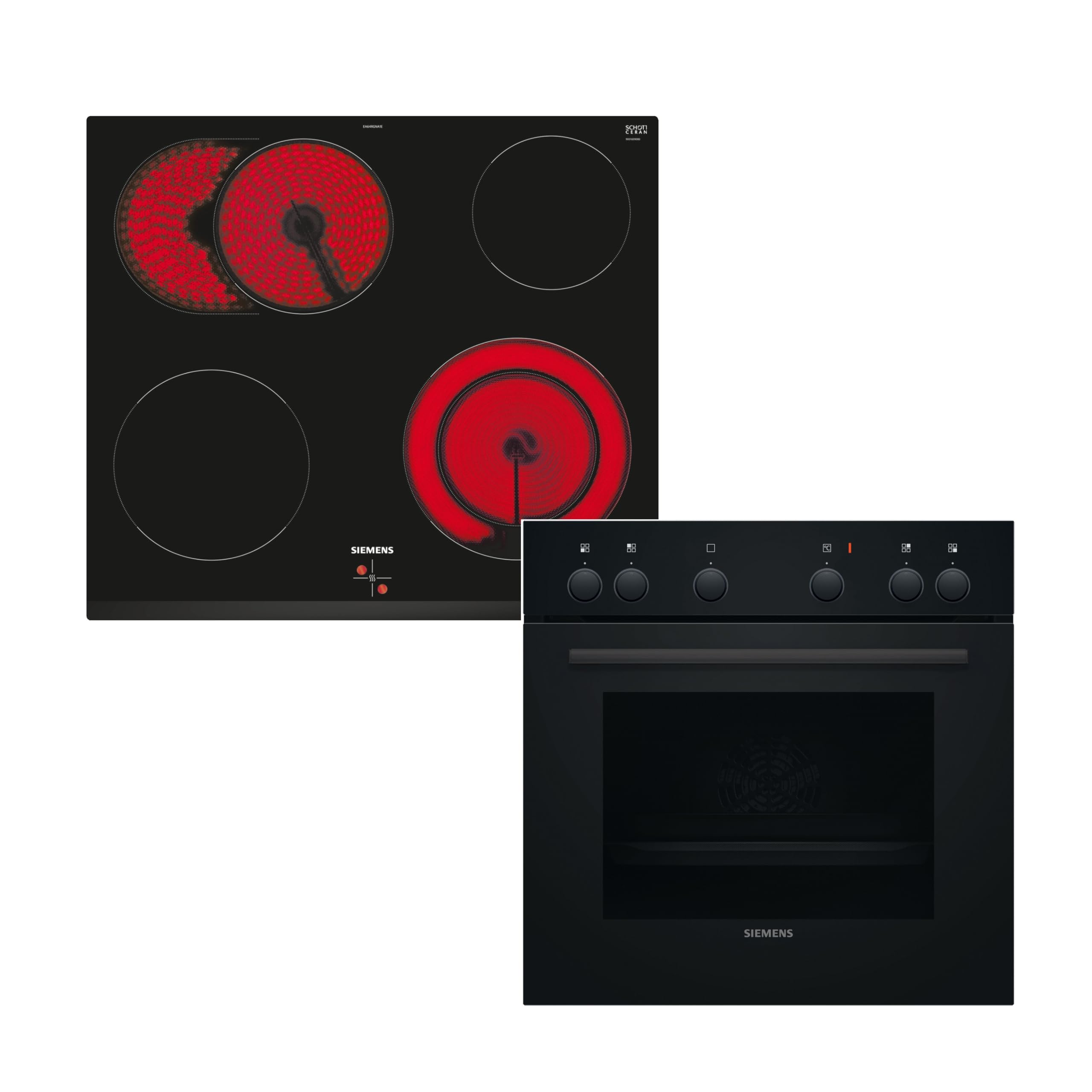 Siemens iQ100 Einbauherd Set mit Elektrokochfeld 60 x 60 cm EQ110KAFB | Made in Germany, Schnellaufheizung, Gleichmäßige Hitzeverteilung, Edelstahl