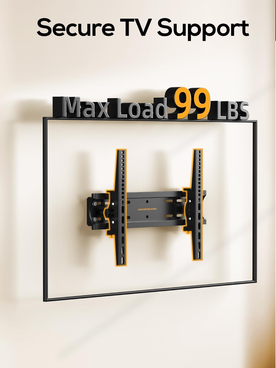 IWORKBOARD 40 50 55 inch Tilting TV Wall Mount for 24-65 '' TVs, Low Profile TV Mount, Ultra Slim Wall Mounts TVs Bracket, Max VESA 400x400mm, 99 lbs & 16 inch Studs, Fit Most 32+ 42 43 45 Screen