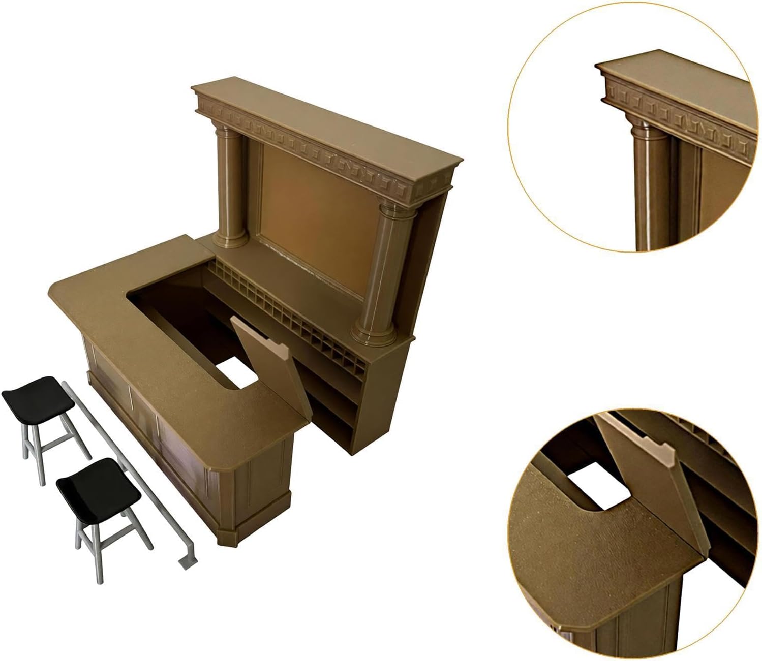 Bar Counter Stools Set 1/12 for 6inch Action Figure Furniture Toy for Life Scene