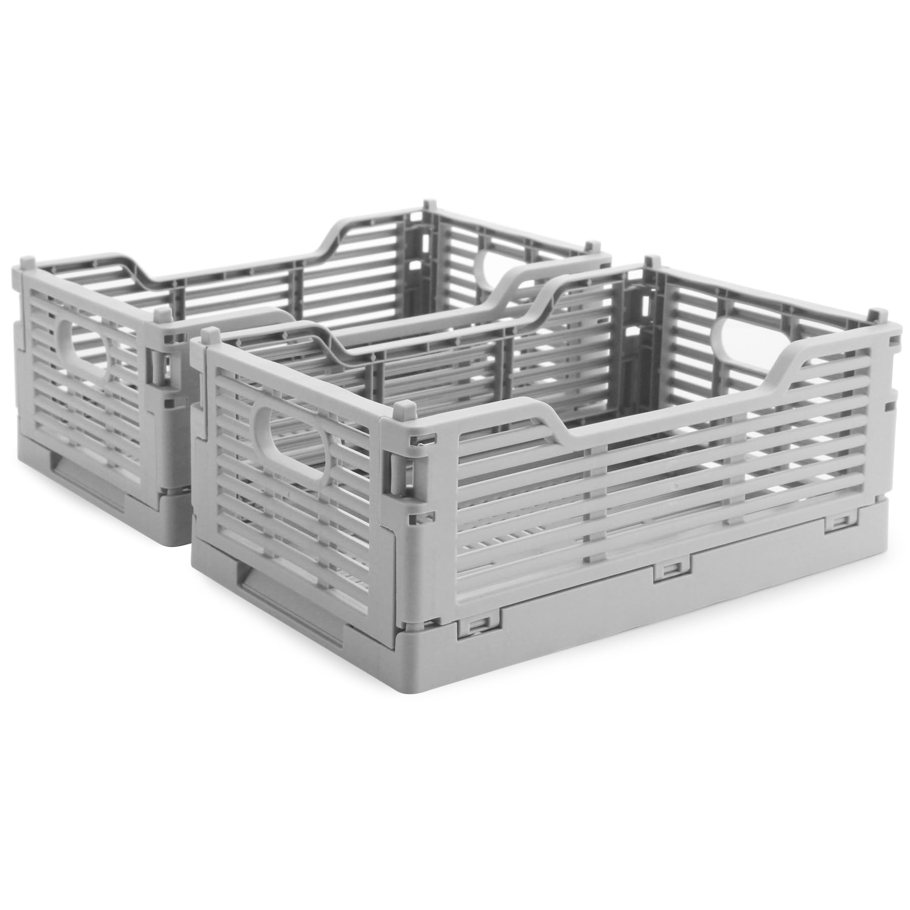 Vivikivi 2-Pack Collapsible Crates Storage Boxes, 22x15x9cm, Grey