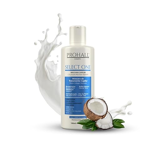 Prohall Cosmetic Select One - Tratamiento capilar de queratina brasileña para cabello seco dañado, sin formaldehído, suavizado de proteínas, reduce