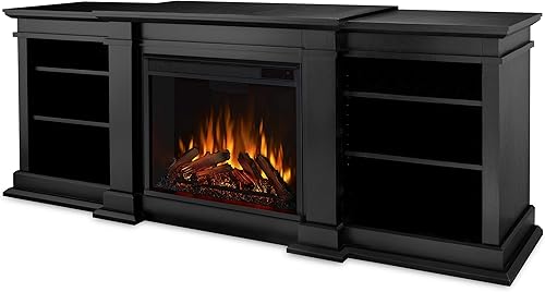 Real Flame Fresno G1200-X-B - Unidad de entretenimiento en negro con chimenea eléctrica