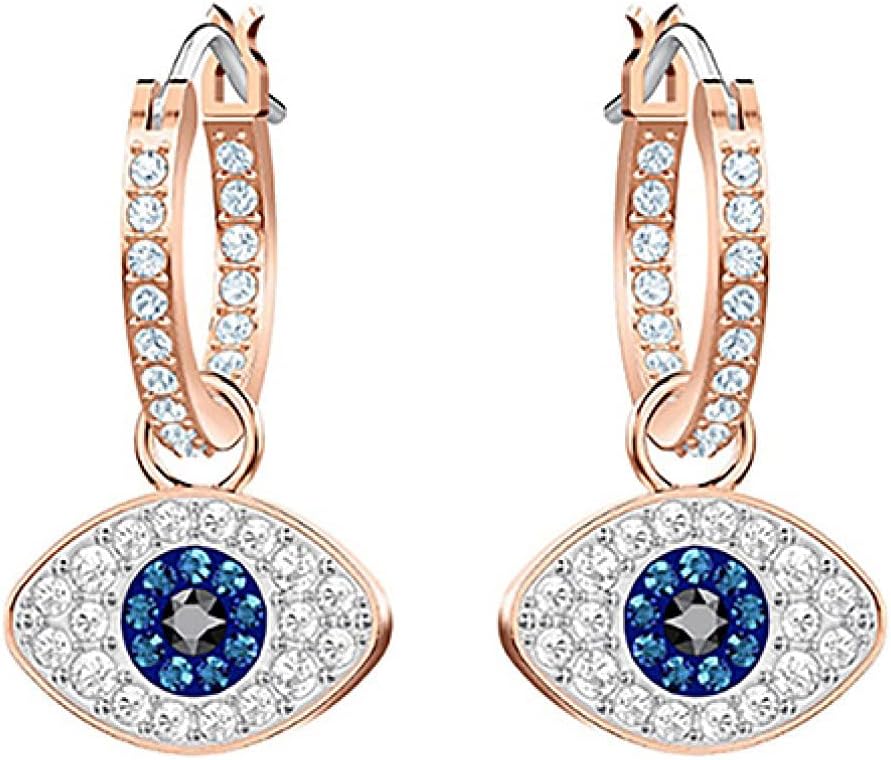 Women Silver Earrings, Evil Eye Earrings Girls Engagement Crystal Hoop Earrings Lady Wedding Korea Moon Zircon Earrings Fashion Jewelry Gifts For Girlfriend, Wife, Sister, Daughter, Mother On Birthda