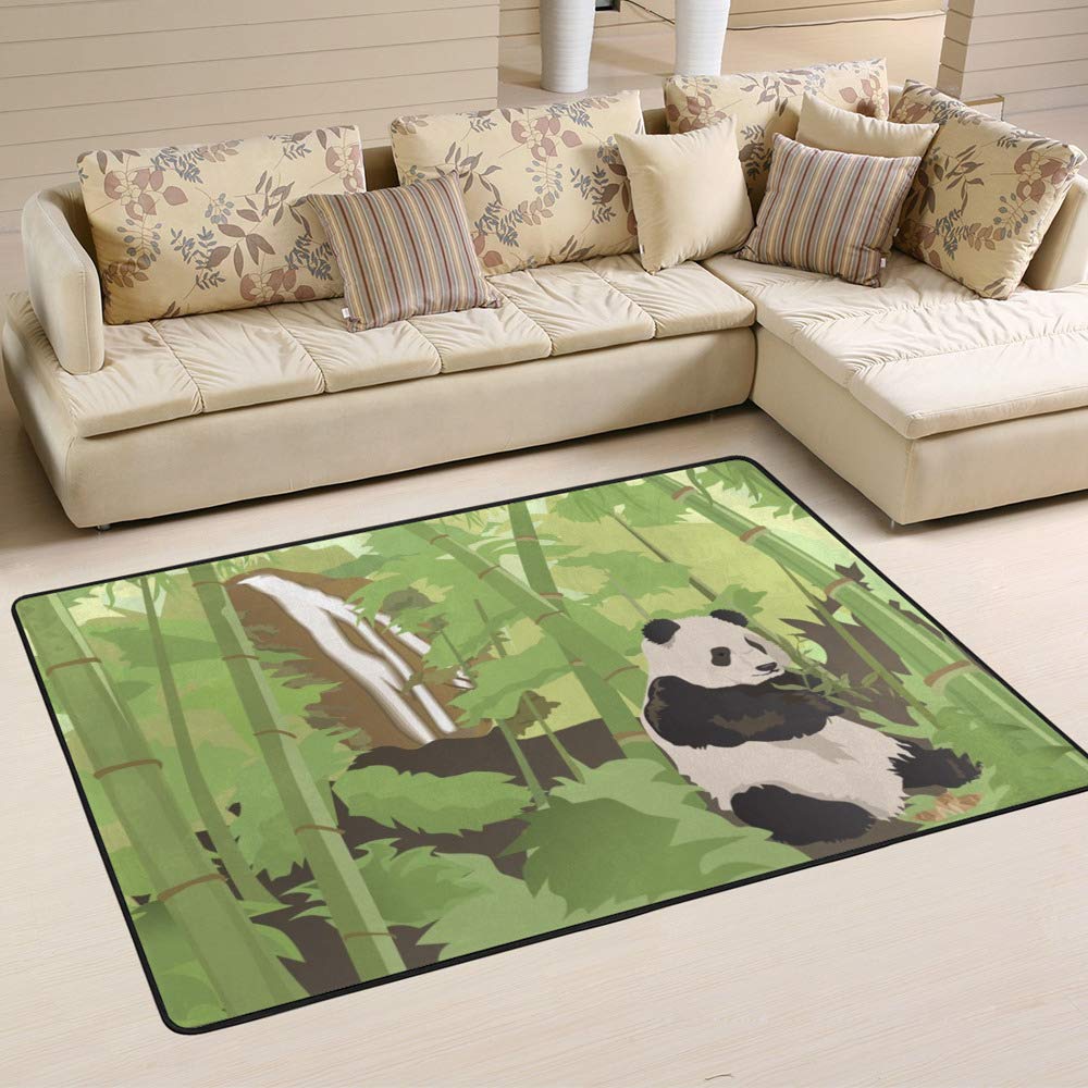 Tapis Panda Mignon en Velours Corail Vert Bambou Ruchen 80x58 Grand Modèle