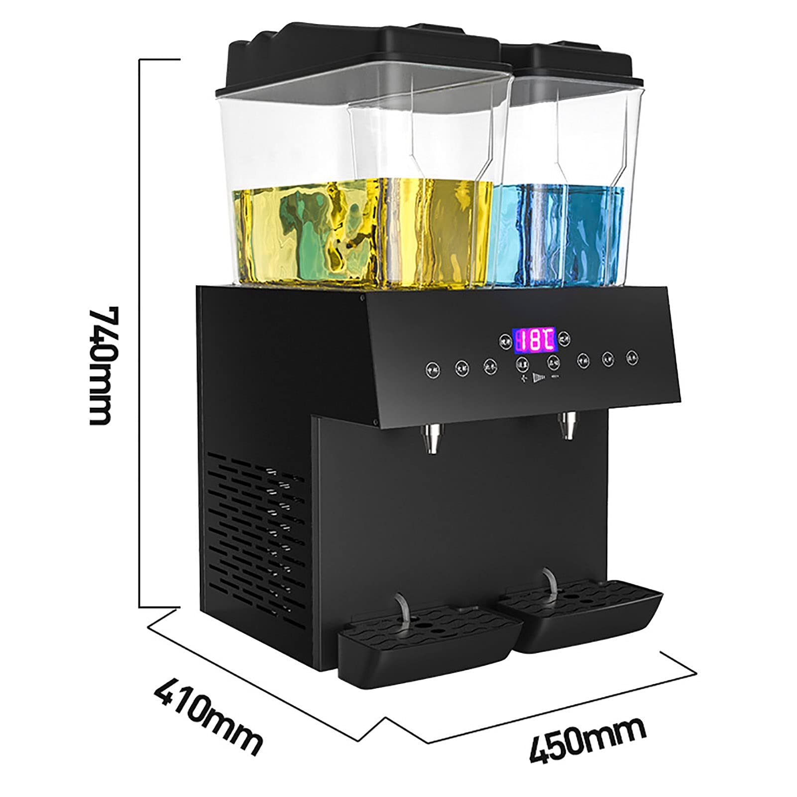 Dispensadores de Bebidas comerciales Bebidas de té Helado frío Máquina de Jugo de Frutas Acero Inoxidable Gran Capacidad Configuración Inteligente Termostato automático Temperatura Dual fría y Calie