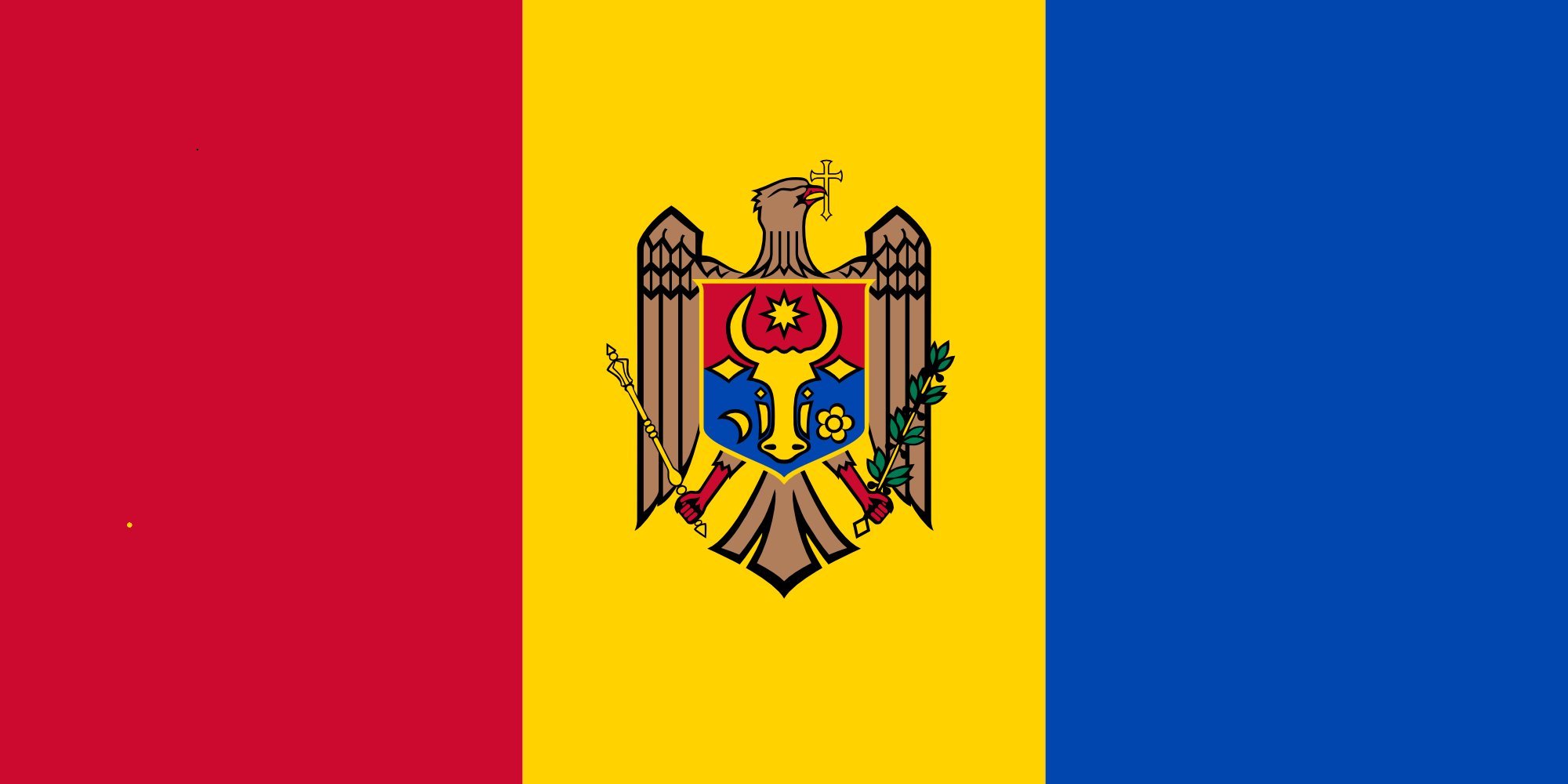 Drapeau de la Moldavie réversible grand pavillon Moldova double face