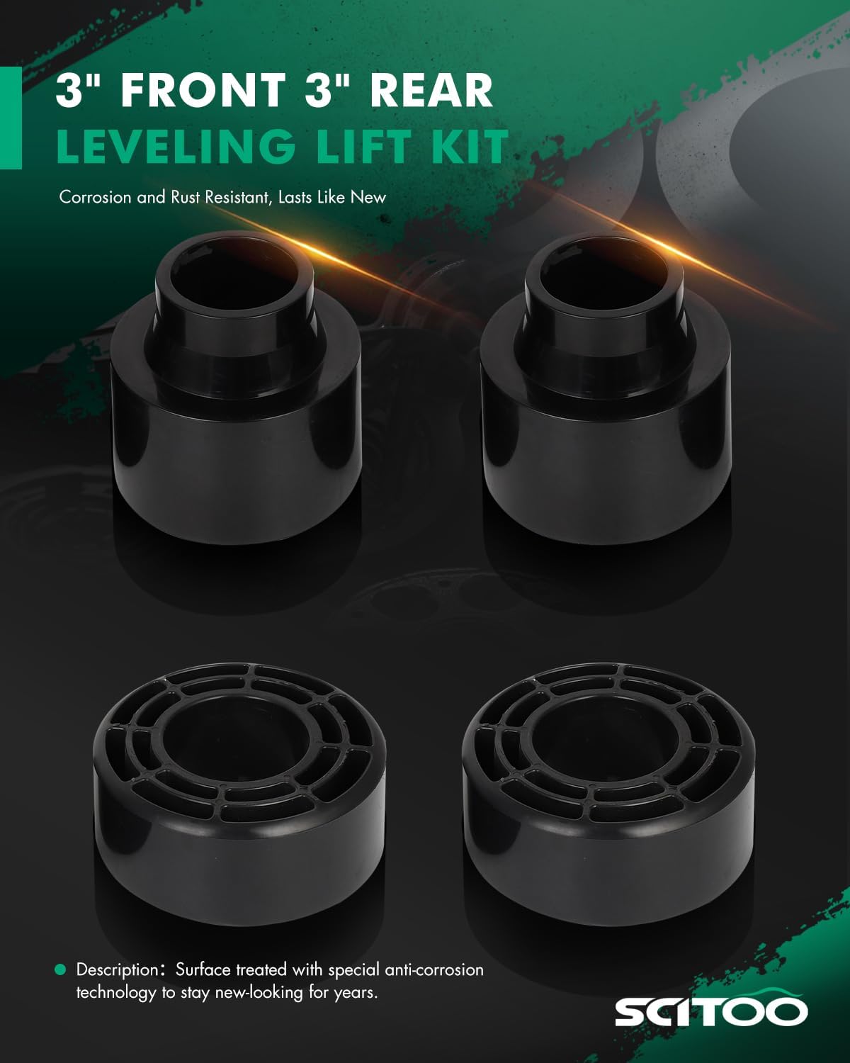 SCITOO 3" Front 3" Rear Leveling Lift Kit Compatible With 1999-2004 For Jeep Grand Cherokee Wj 4X4 4X2 46783 A6352
