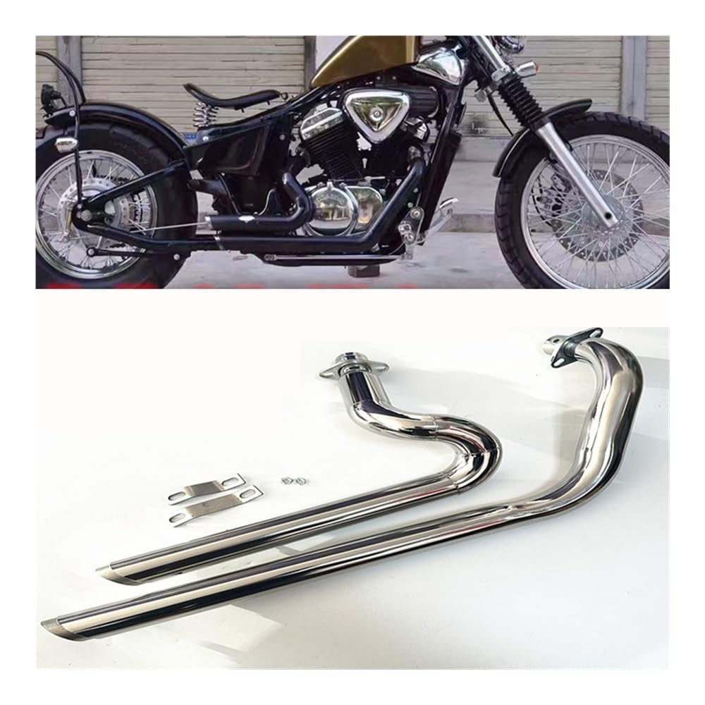 Motorrad Auspuff Mittelrohr Motorrad-Auspuffrohr Mit Abnehmbarem Schalldämpfer Für Steed Shadow VT400 VT600 VLX400 VLX600 VT600C VT400C VLX600