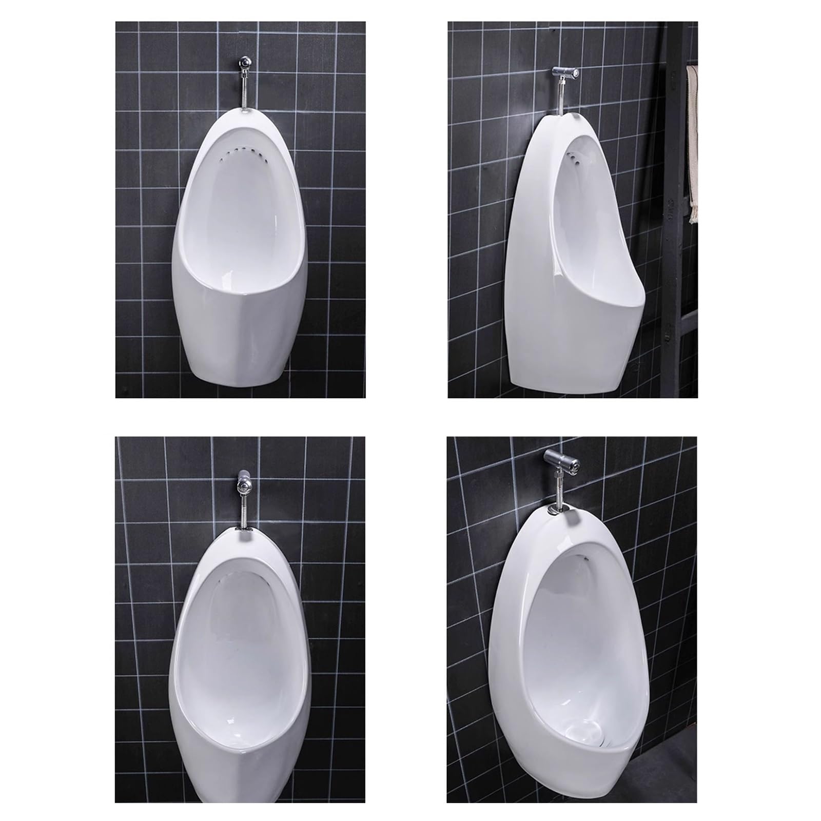 Ceramiczny Pisuar, Pisuar Męski ze Spłuczką, Montowany na Ścianie, z Zaworem Ręcznym, Pisuar o Wysokiej Wydajności, dla Rodzin, Hoteli, Rzędów Przyziemnych/ściennych