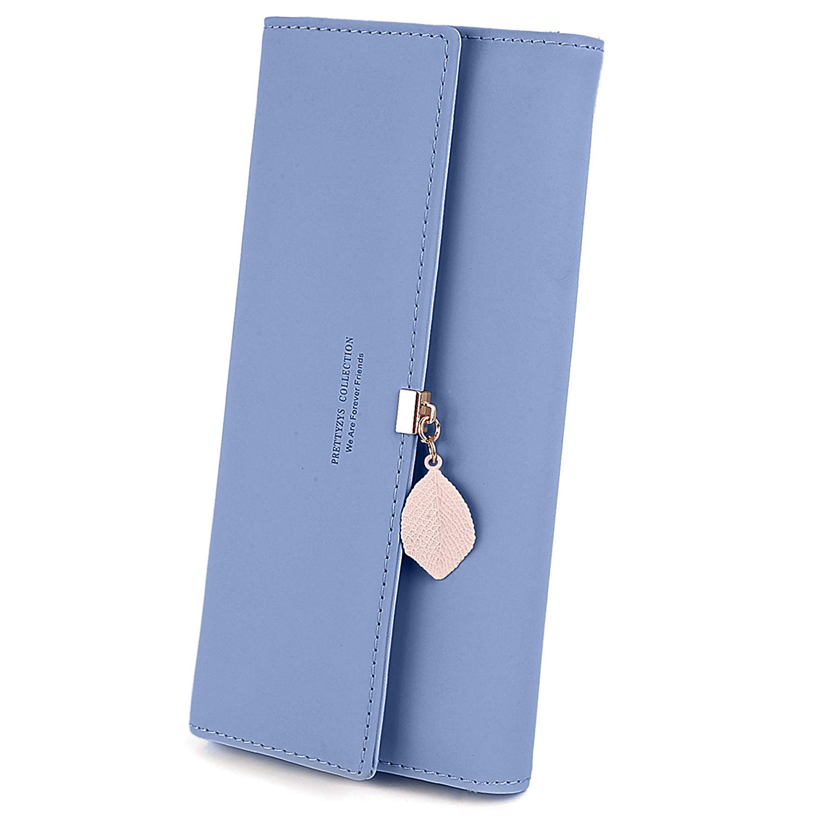 TCHH-DayUp Wallet for Women PU Leather Leaf Pendant Ladies Girl Cute Long Wallet, 06-Darkblue, One Size, Card Case Wallet