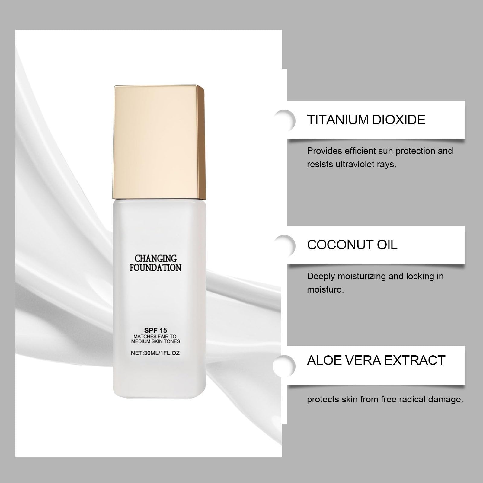 Changing Foundation (2 Piece) - 2-teiliges Make-up-Foundation-Set, langanhaltende, atmungsaktive Make-up-Basis