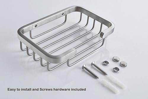 Miniatura 5 de Deezio Jabonera de acero inoxidable de níquel satinado, rectangular, 5 x 3.5 pulgadas, montaje en pared, 100%