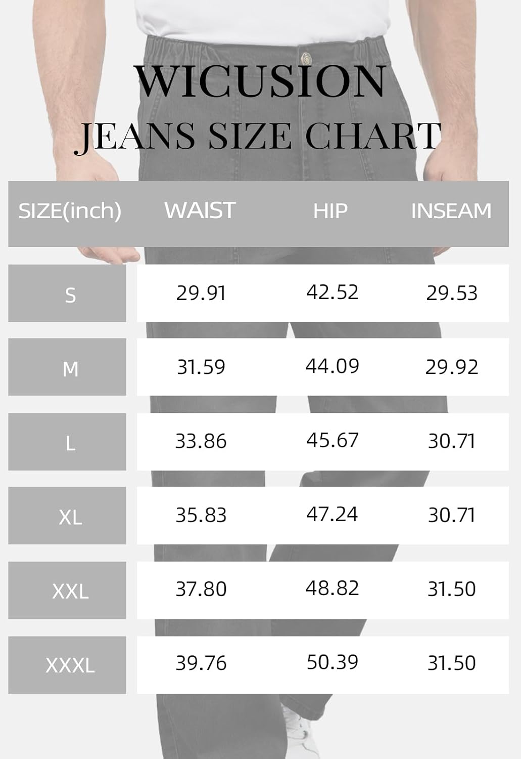 Men's Elastic Waist Baggy Jeans Stretch Denim Wide Leg Trousers Loose Fit Casual Pants - Image 7