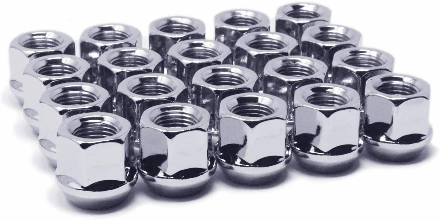 7/16"-20 Open End Lug Nuts, 3/4" 19mm Hex 0.83"x0.87" Chrome Conical Seat Wheel Lug Nuts, Set of 32