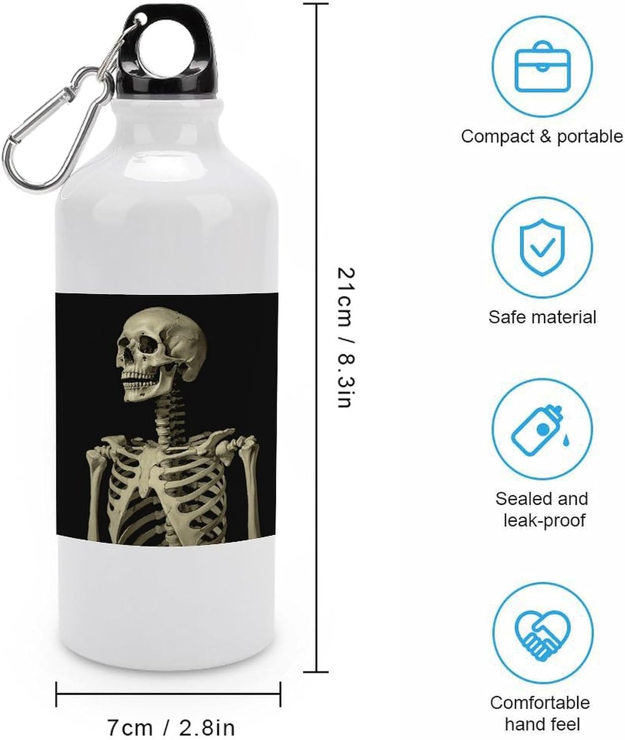 Aluminum Sports Water Bottle with Carabiner Clip & Leak-Proof Lid image 2