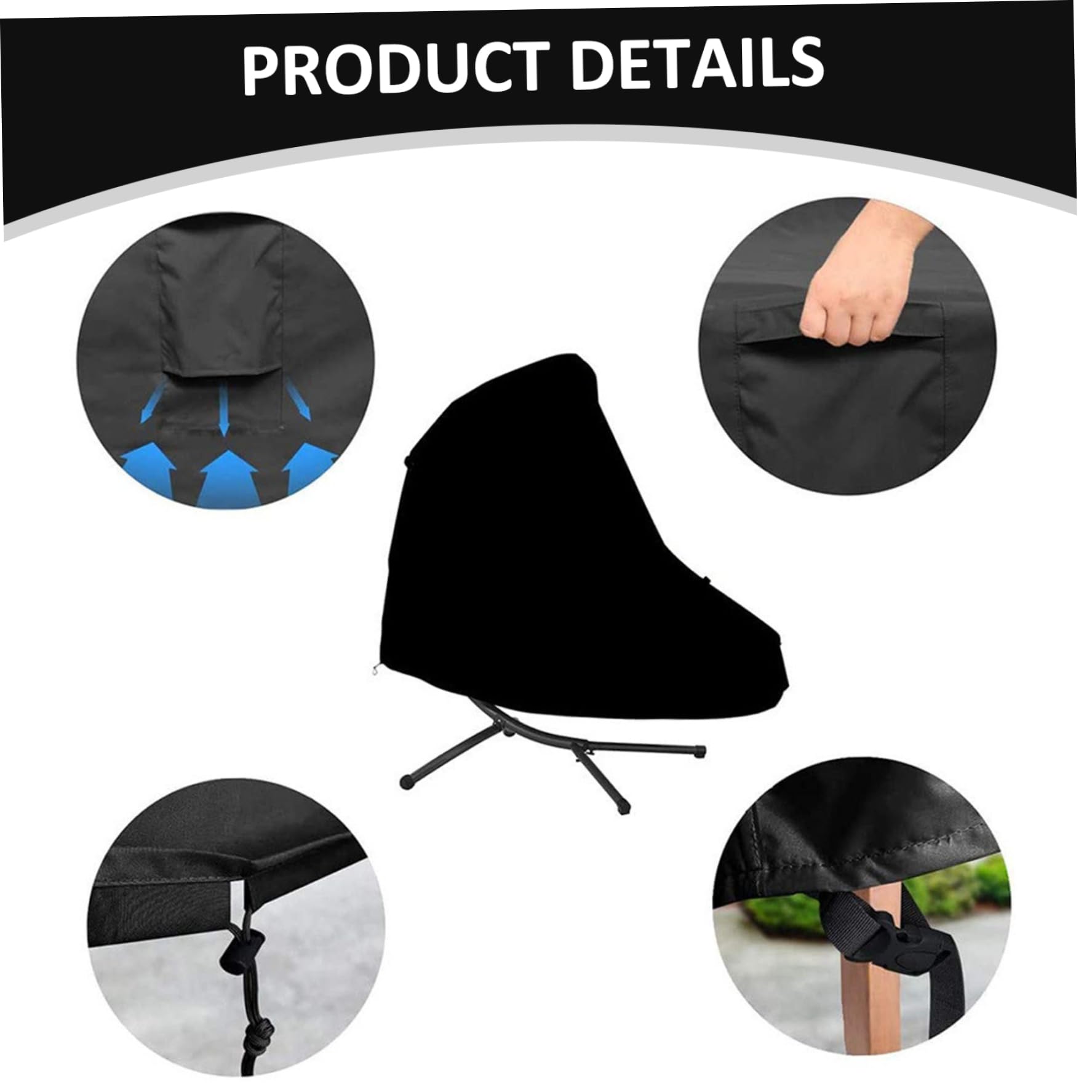Fodera per chaise longue in tessuto Oxford 73X46X78 cm Fodera per poltrona da esterno impermeabile anti-UV con coulisse e maniglia imbottita Amaca con ventilazione resistente agli agenti atmosferici