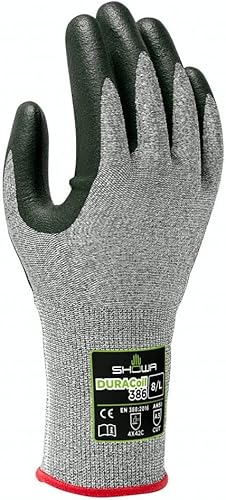 SHOWA 386 Foam Nitrile Palm Coated A4 Cut Resistant Safety Glove with HPPE Liner