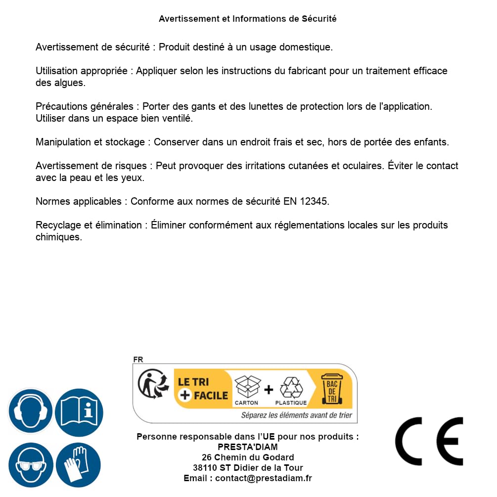 Algistop Noir 5 kg - Algicide Curatif Contre Les Algues Noires - Efficace et Facile d'Utilisation - D-Work